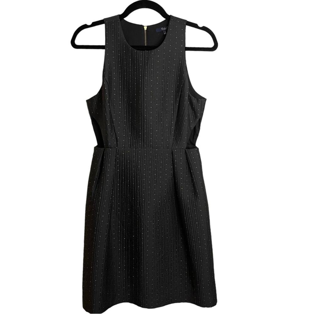 Madewell Nightfall Jacquard Black and Gold Cutout Dress